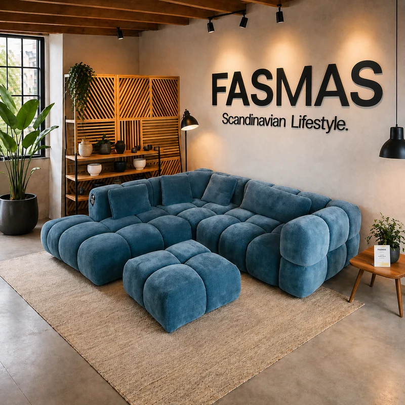 Prestige Modulsofa - Ecksofa mit Openend & Hocker - Stoff Terranova Petrol