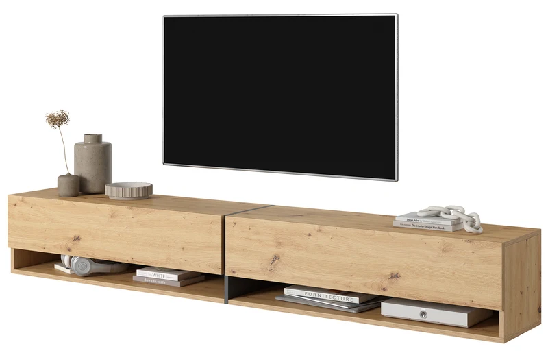 TV-Schrank Mirrgo 200 cm Artisan Eiche mit grafitfarbenen Einsätzen