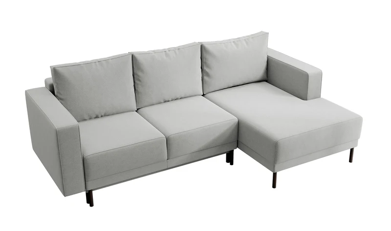 Ecksofa mit Schlaffunktion Rodario Mini, L-förmig, mit Stauraum, grau, leicht zu reinigender Samt, rechtsseitig