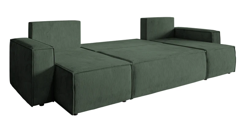 Ecksofa mit Schlaffunktion Copertino U-förmig mit Stauraum, universell, grün, Cord