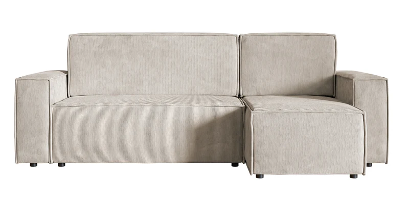 Ecksofa mit Schlaffunktion Copertino, L-förmig, mit Stauraum, universell, beige Cord