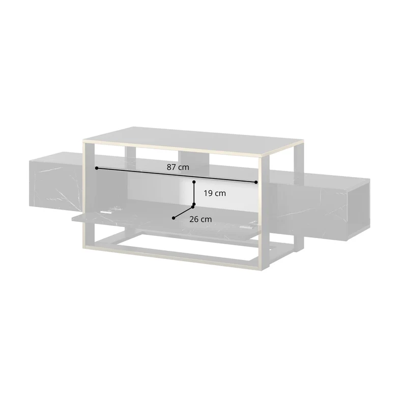TV-Schrank Excelsum 160 cm schwarzer Marmor mit abschließbarem Fach