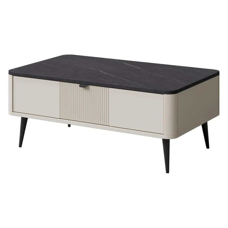 Marly Couchtisch 100 cm mit Klappen – Kaschmir / Grauer Stein
