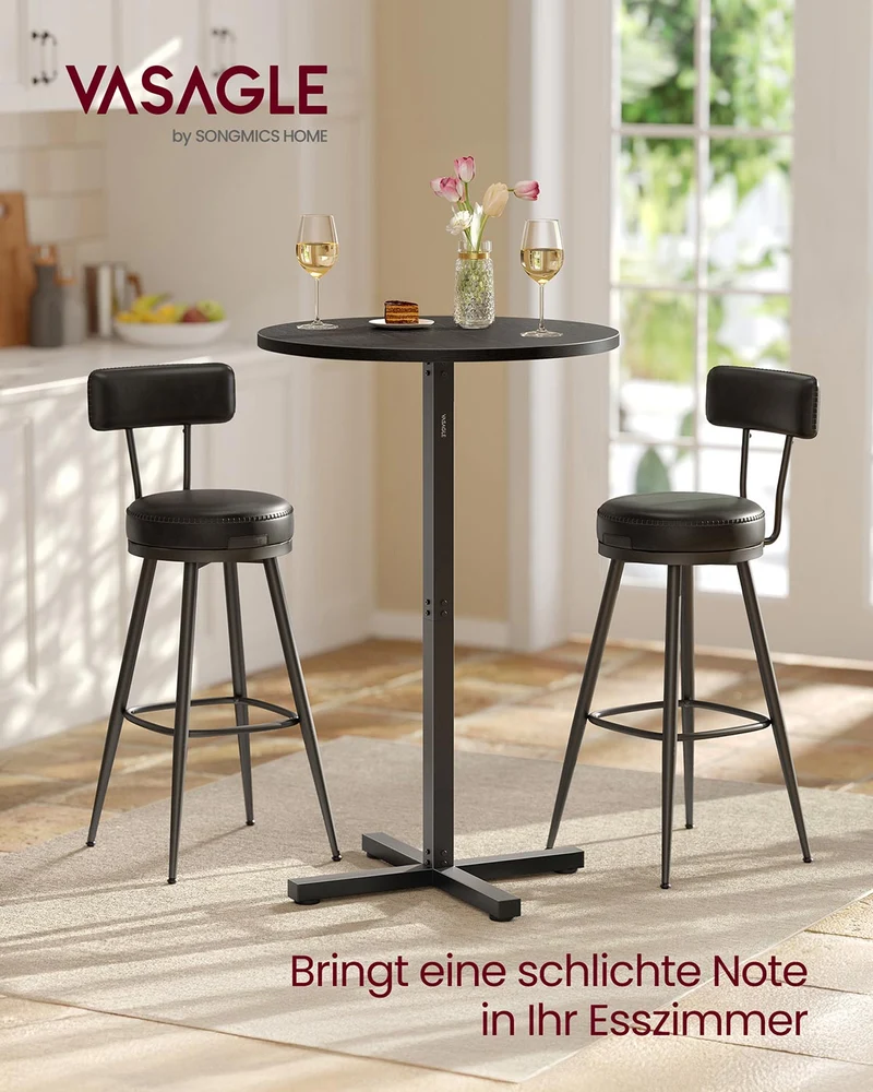 Stehtisch 60 x 60 cm – Modernes Design – Stabil & platzsparend – Für 2-3 Personen