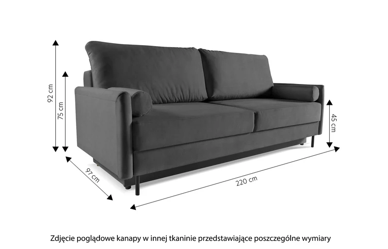 Dreisitziges Schlafsofa Tomonde mit Stauraum, Flaschengrün, Velours, pflegeleicht
