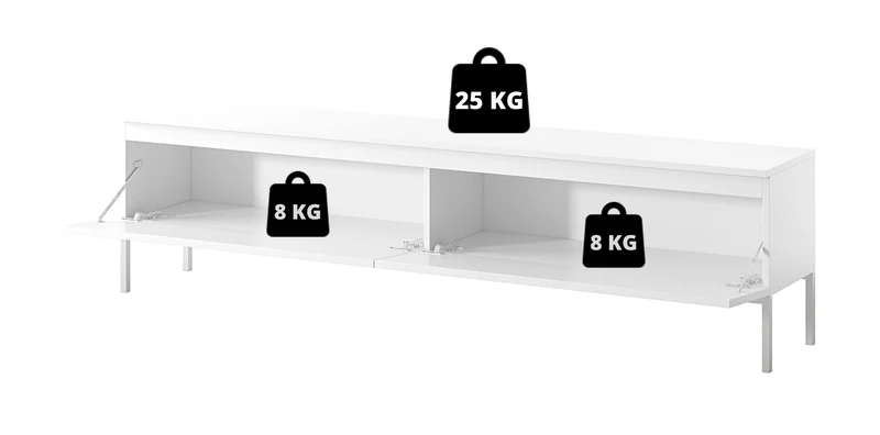 TV-Schrank Bemmi 175 cm weiß mit goldenen Beinen