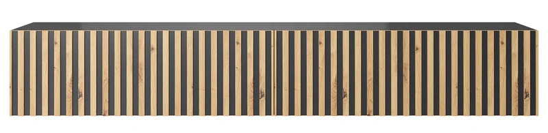 TV-Schrank Telire 175 cm schwarz mit lamellenförmiger Front Artisan-Eiche