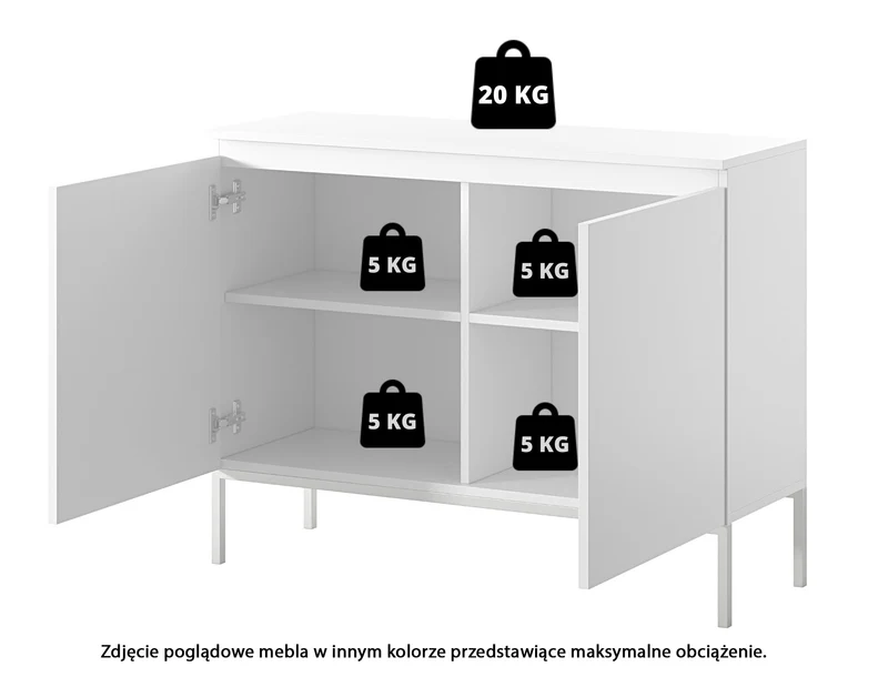 Zweiturige Kommode Bemmi 100 cm schwarz mit goldenen Beinen