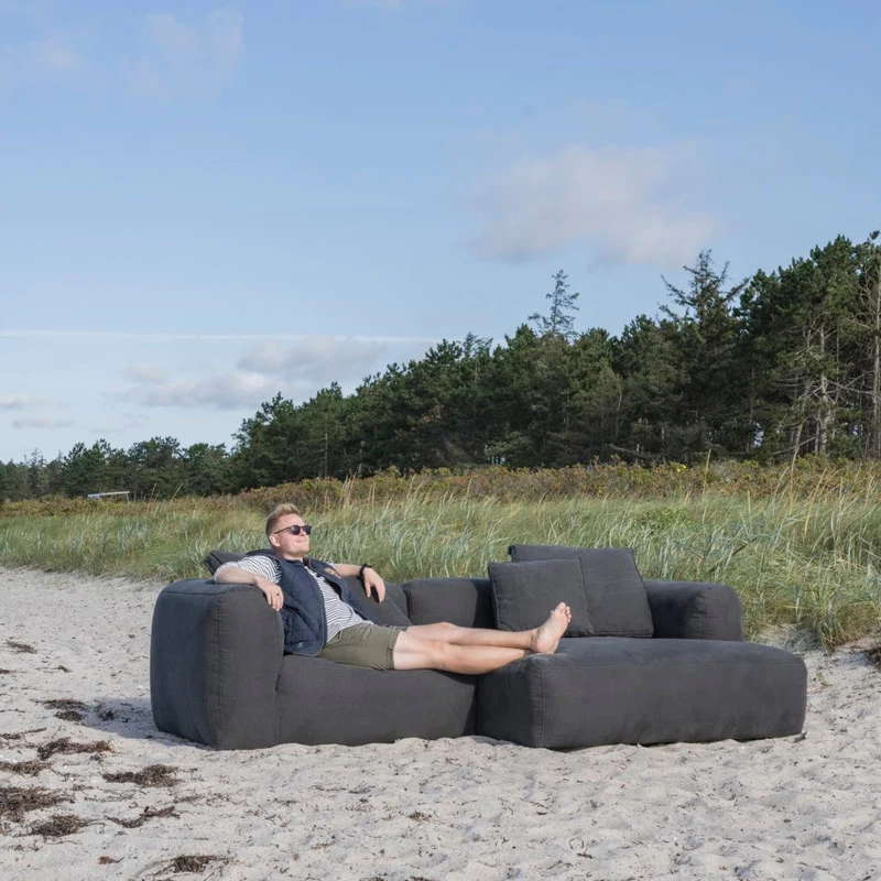 Luna Modulsofa - 1,5 Sitzer mit XXL Chaiselongue Rechts - Stoff Shadow