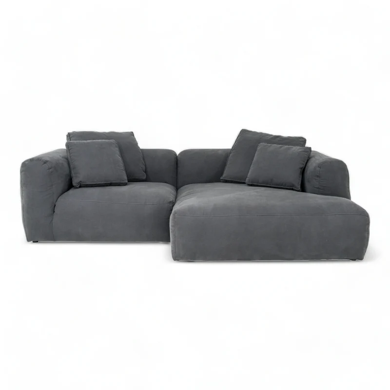 Luna Modulsofa - 1,5 Sitzer mit XXL Chaiselongue Rechts - Stoff Shadow