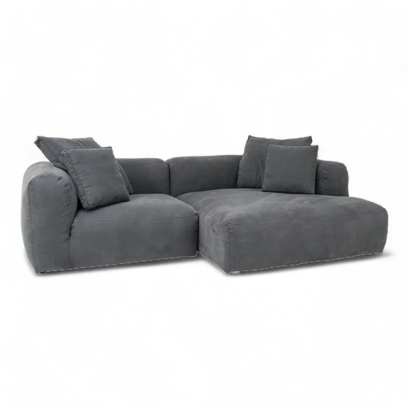 Luna Modulsofa - 1,5 Sitzer mit XXL Chaiselongue Rechts - Stoff Shadow