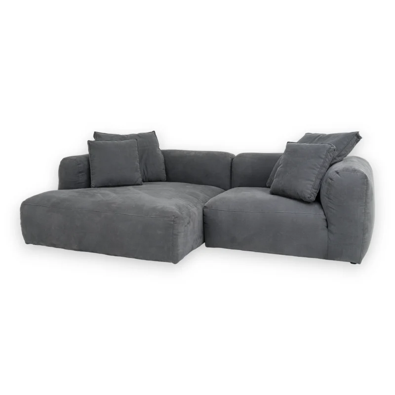 Luna Modulsofa - 1,5 Sitzer mit XXL Chaiselongue Links - Stoff Shadow