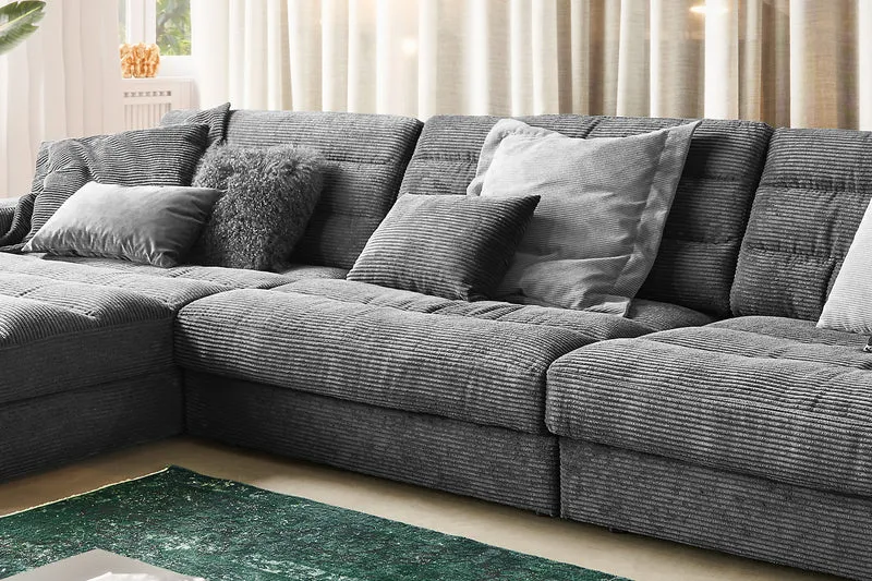 KAWOLA Sofa LANA XL Ecksofa Cord grau