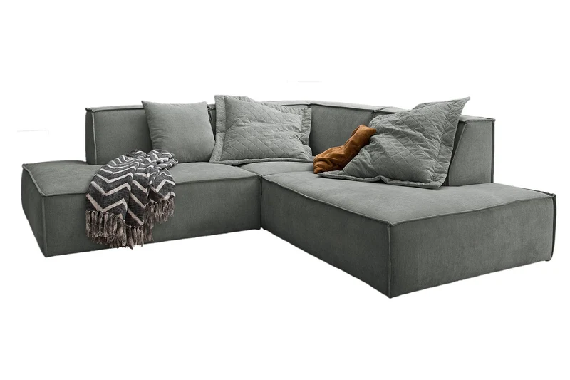 KAWOLA Sofa SAMU Ecksofa Stoff grau