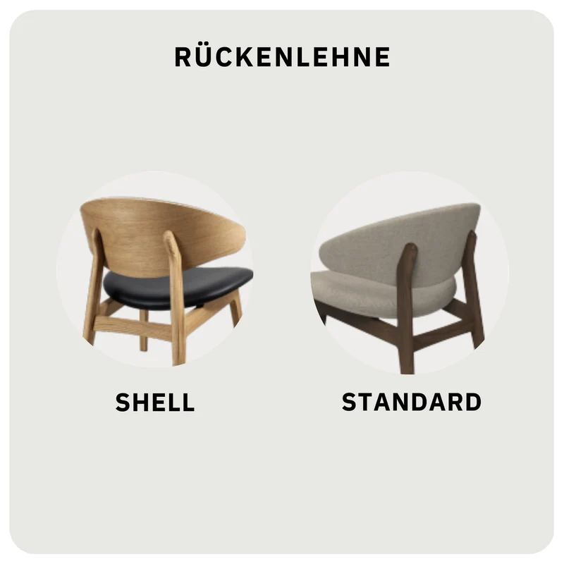 Rasmus Loungechair - Sitz & Lehne Leder Sigma Black | Gestell Eiche Geölt | Shell