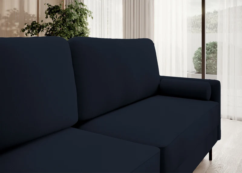 Dreisitziges ausklappbares Sofa Tomonde mit Stauraum, marineblauer, leicht zu reinigender Samtvelours