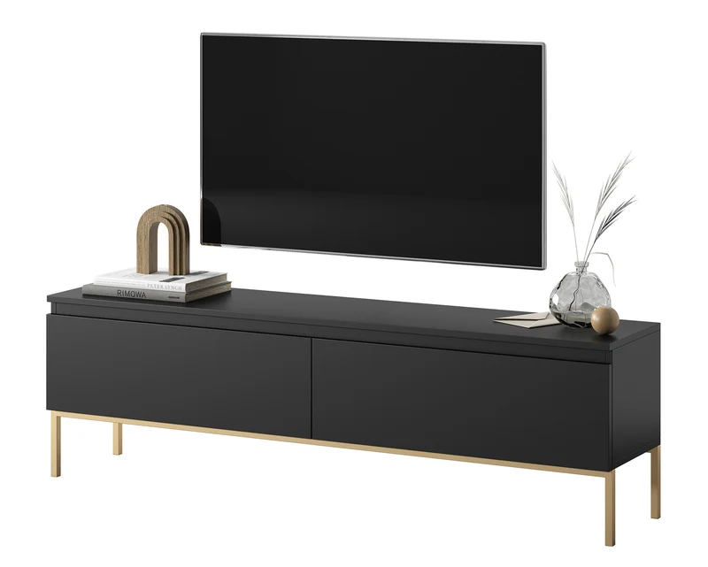 TV-Schrank Bemmi 150 cm schwarz mit goldenen Beinen