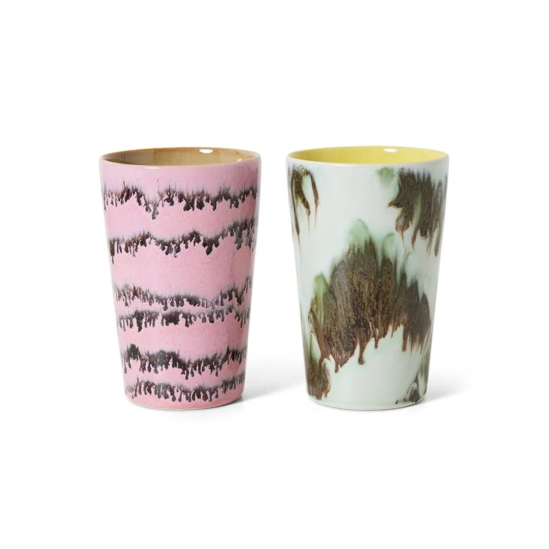 70's Ceramics: Teetassen Baroque Set von 2, 475 ml