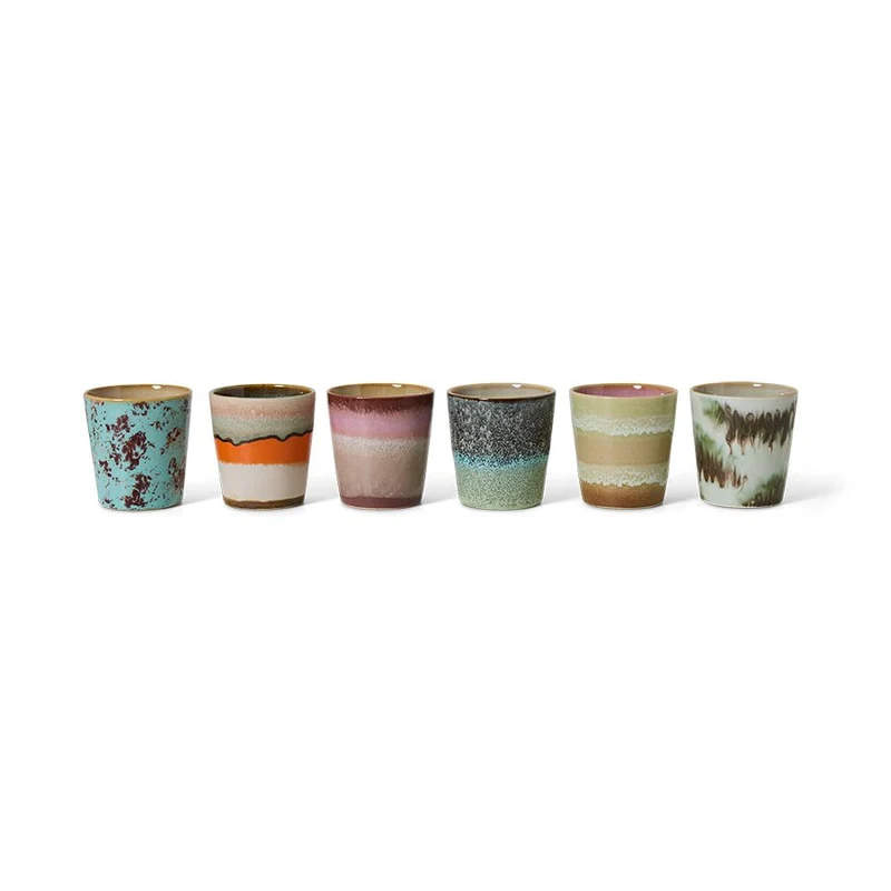 70's ceramics: Tassen-Set Surreal, Set von 6