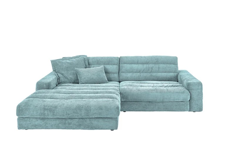 KAWOLA Sofa LANA Ecksofa Cord hellblau