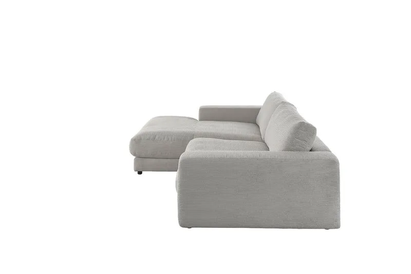 KAWOLA Sofa MADELINE Ecksofa mit Longchair Cord steingrau