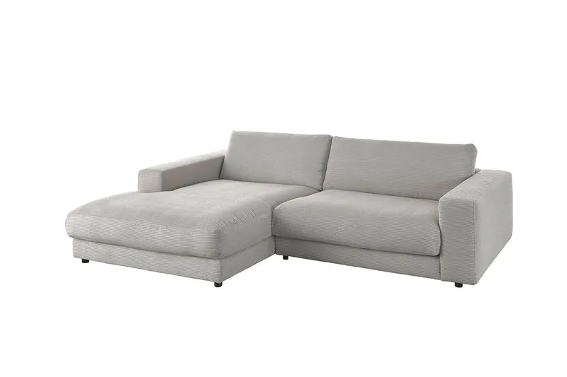 KAWOLA Sofa MADELINE Ecksofa mit Longchair Cord steingrau