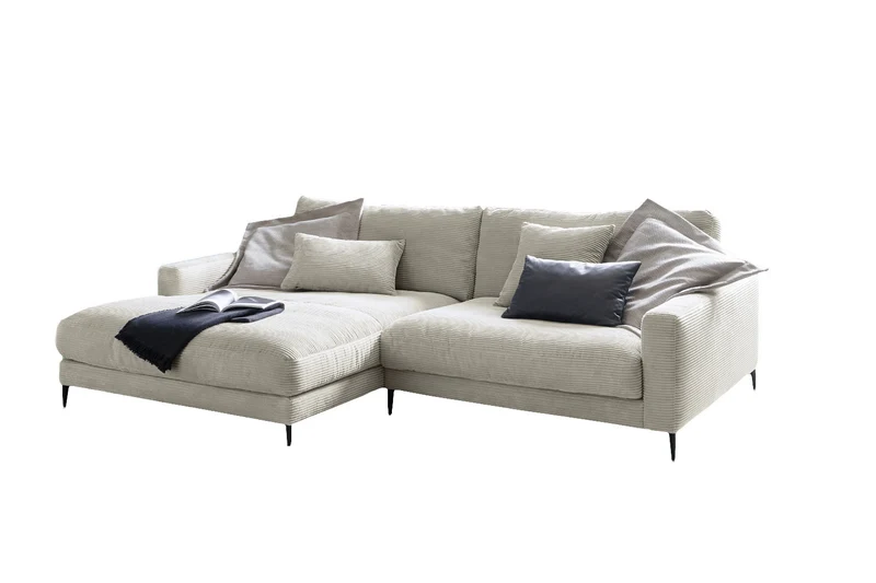 KAWOLA Ecksofa CARA Sofa Cord hellgrau