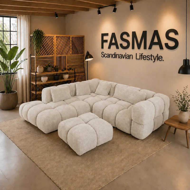 Prestige Modulsofa - Ecksofa mit Openend & Hocker - Stoff Terranova Beige