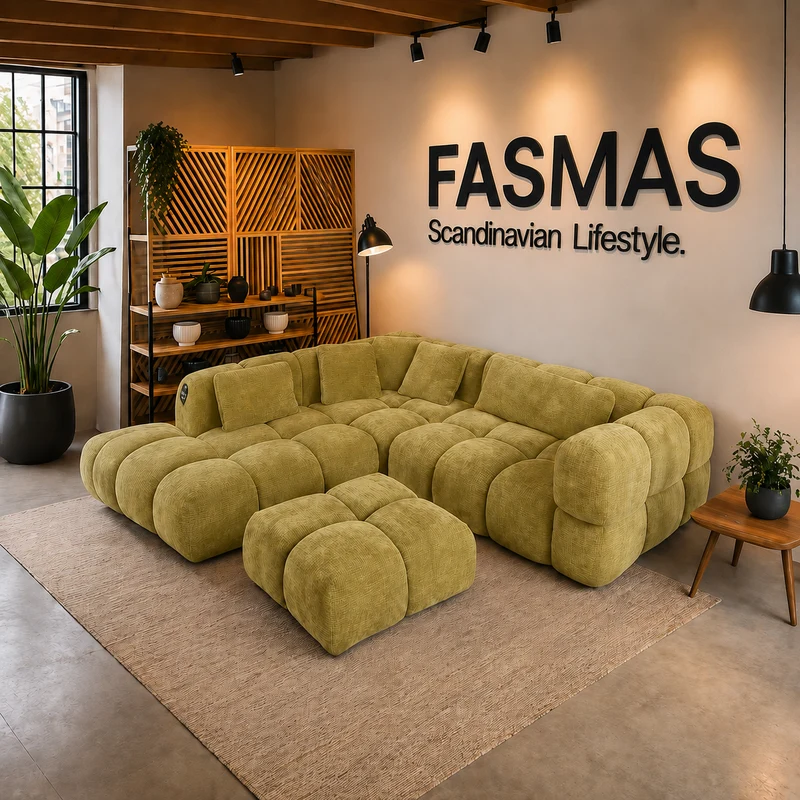 Prestige Modulsofa - Ecksofa mit Openend & Hocker - Stoff Terranova Senf
