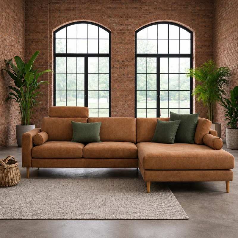 Louise Modulsofa - Mit XL Maxi Modul Rechts - Leder Bull Camel