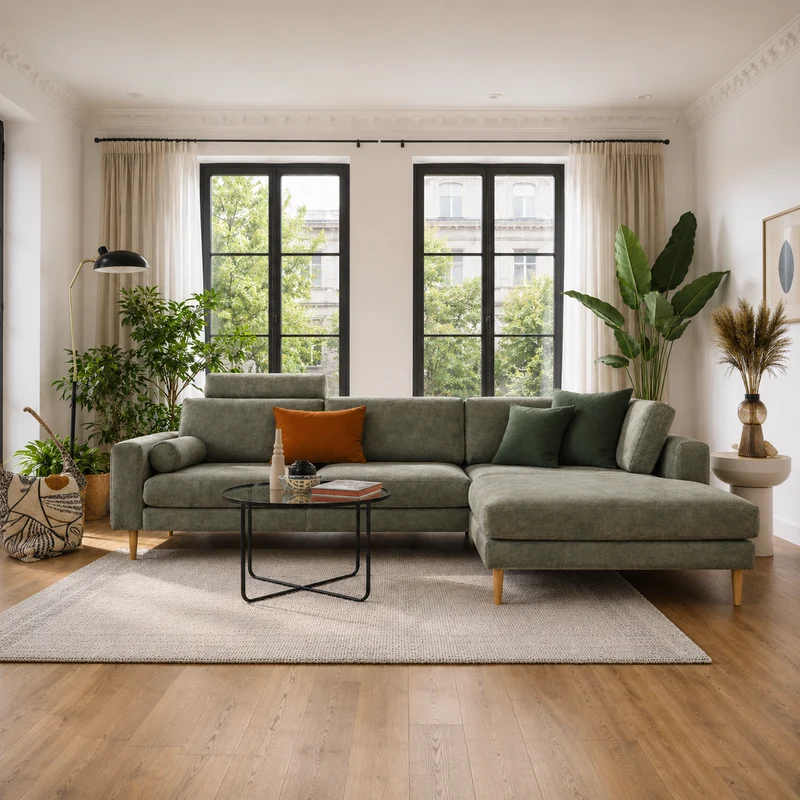 Louise Modulsofa - Mit XL Maxi Modul Rechts - Leder Bull Thyme