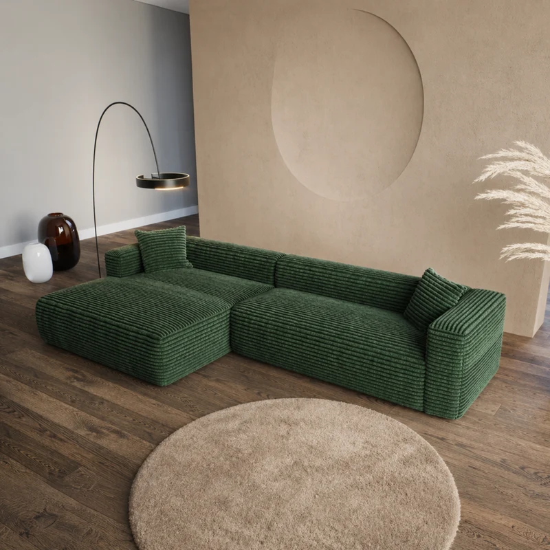 Moon Modulsofa - Mit Chaiselongue - Stoff Mega Spurce