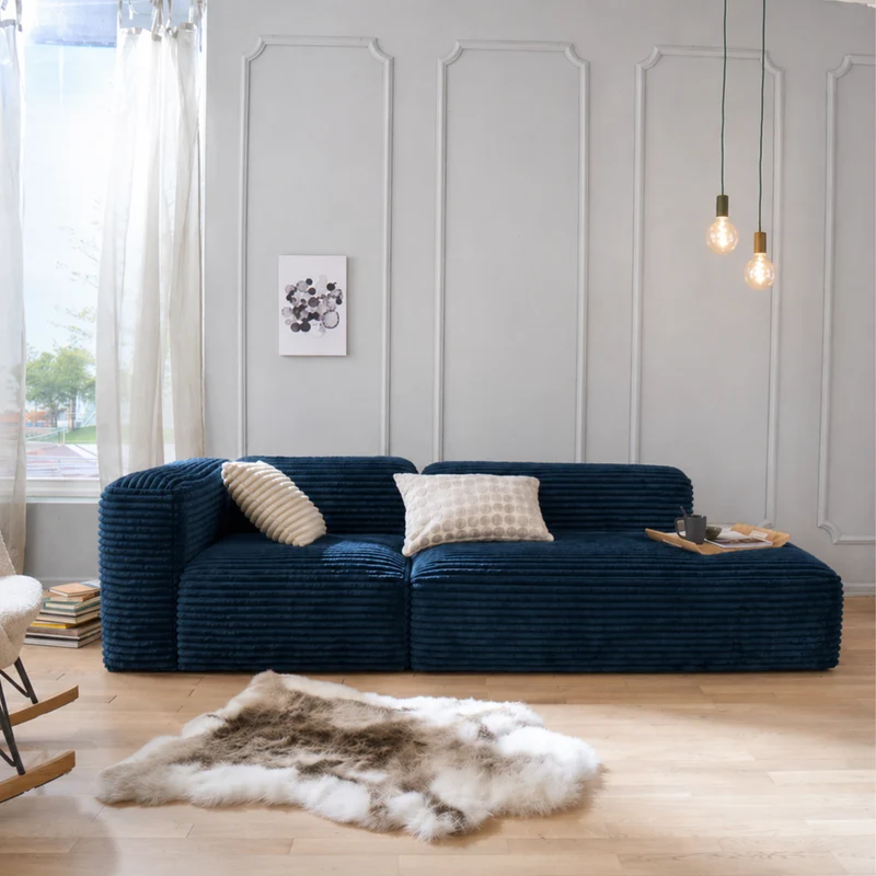 Moon Modulsofa - Mit OpenEnd - Stoff Mega Indigo
