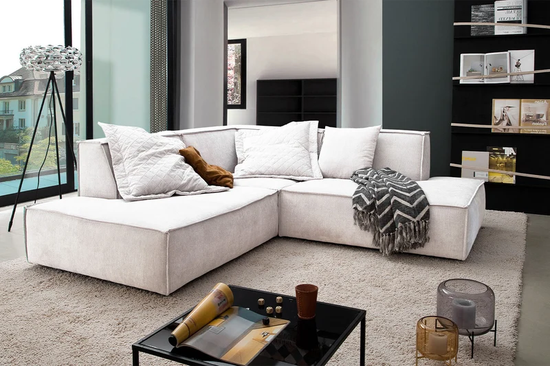 KAWOLA Sofa SAMU Ecksofa Stoff beige