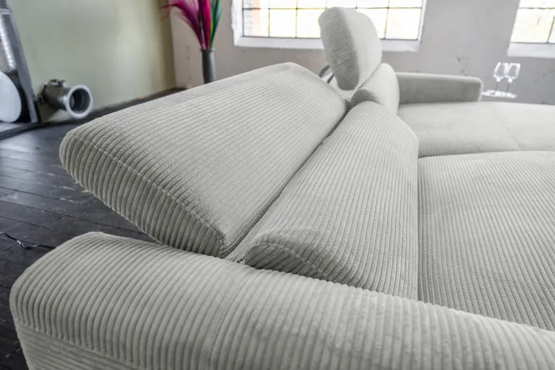 KAWOLA Sofa LAISKA Ecksofa Cord hellgrau