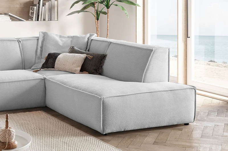 KAWOLA Sofa SAMU Ecksofa Cord hellgrau