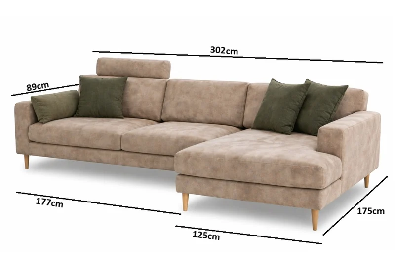 Louise Modulsofa - Mit XL Maxi Modul Rechts - Stoff Alpine Grey