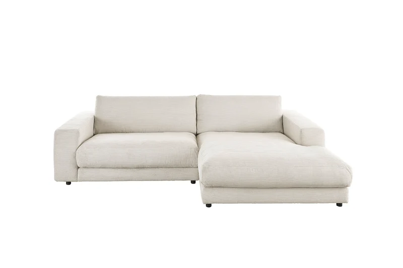 KAWOLA Sofa MADELINE Ecksofa mit Longchair Cord cremeweiß