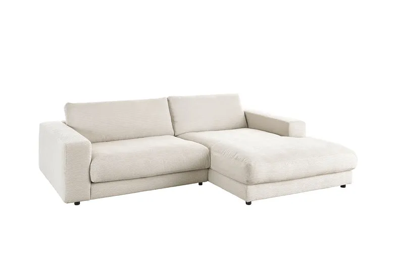 KAWOLA Sofa MADELINE Ecksofa mit Longchair Cord cremeweiß