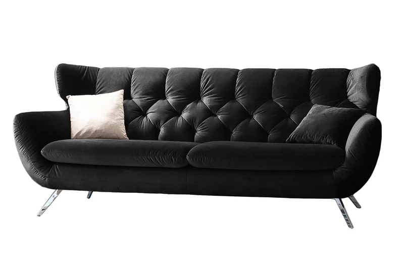 KAWOLA Sofa CHARME Velvet schwarz