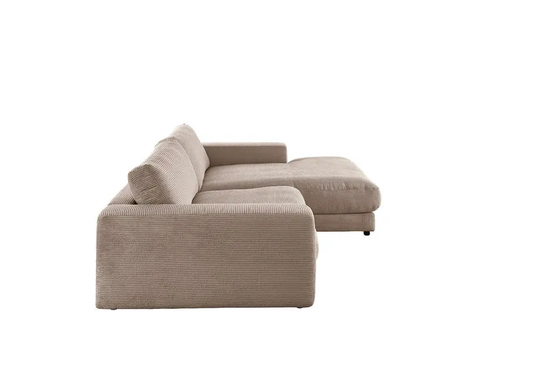 KAWOLA Sofa MADELINE Ecksofa mit Longchair Cord taupe
