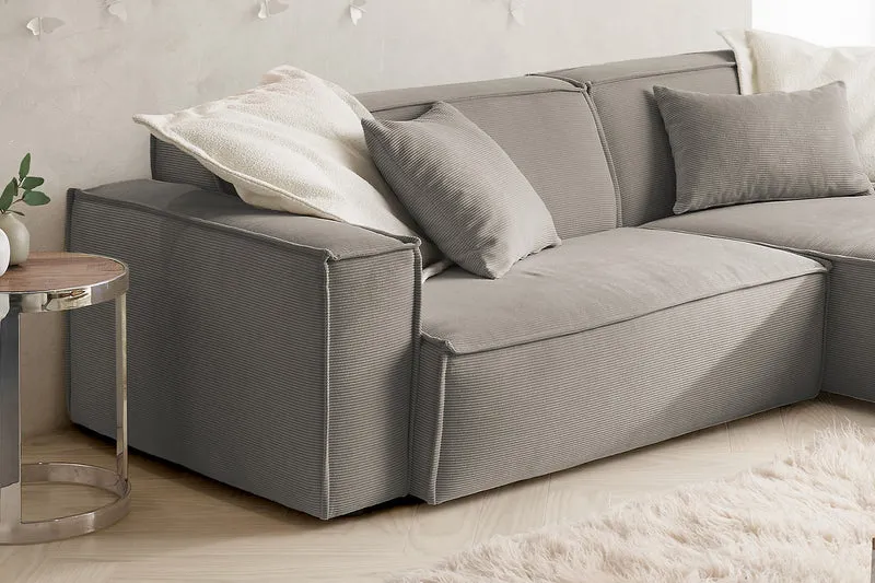 KAWOLA Sofa SAMU Ecksofa Feincord grau