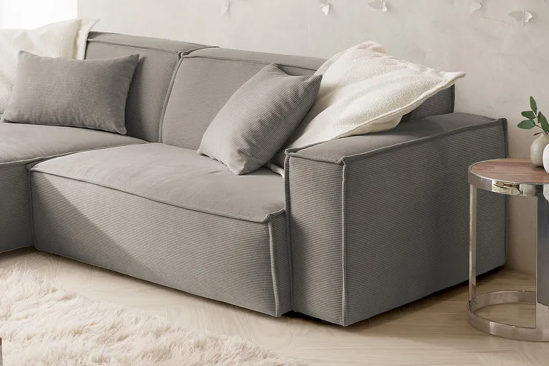 KAWOLA Sofa SAMU Ecksofa Feincord grau