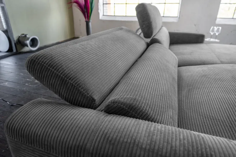 KAWOLA Sofa LAISKA Ecksofa Cord grau