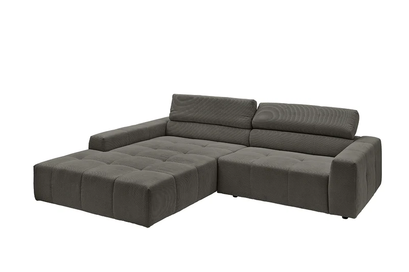KAWOLA Sofa RENO Ecksofa Feincord anthrazit