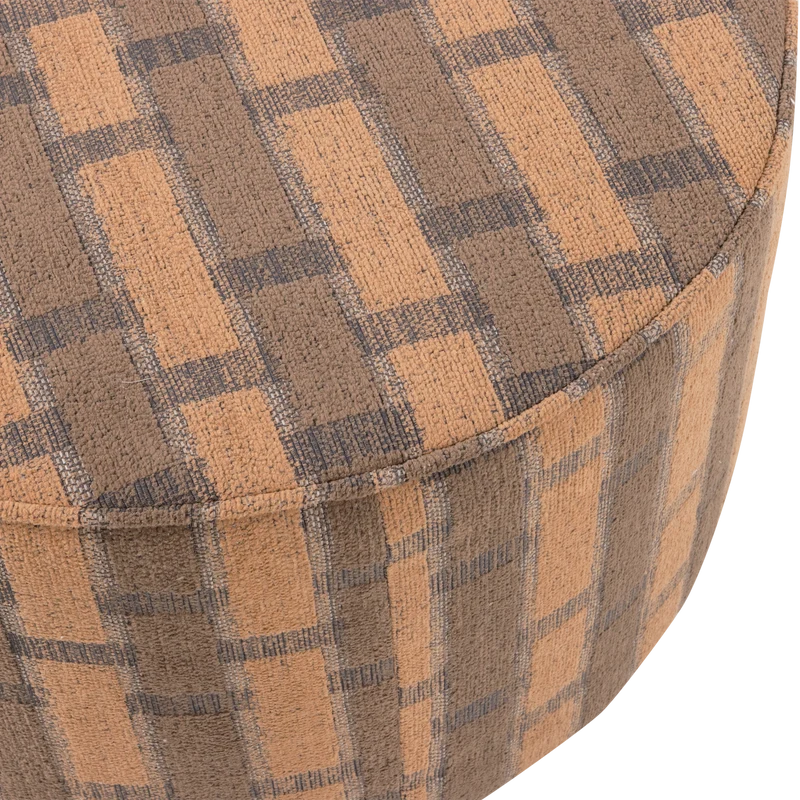 Sarli hocker niedrig rautenmuster chenille braun/rosa