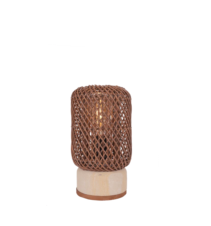 Pole Rattan Tischlampe Braun