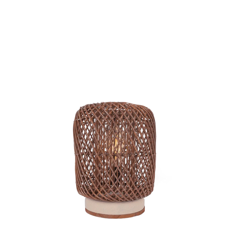 Palma Rattan Tischlampe Braun