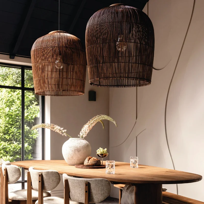Pendelleuchte Aura Rattan, Braun