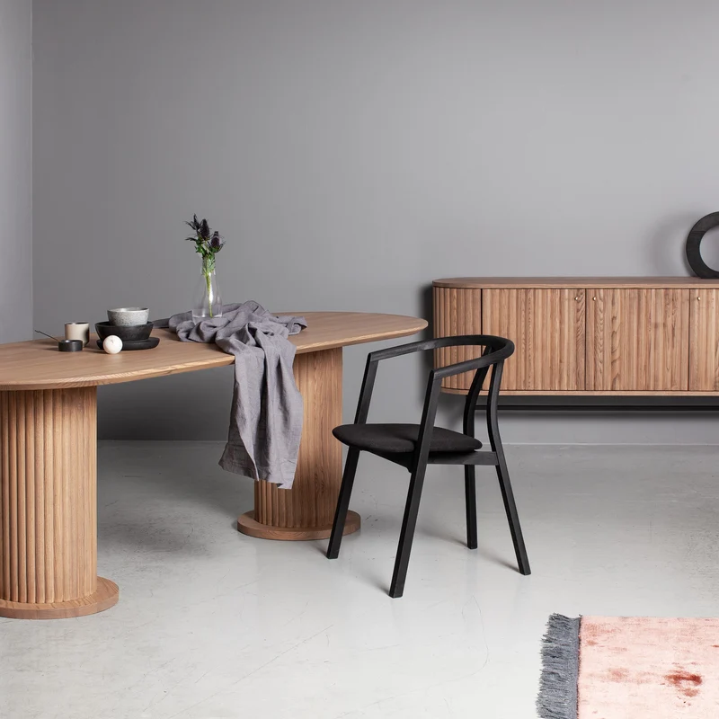 Welve - Sideboard 185cm | Metallgestell Schwarz - Eiche Massiv UP